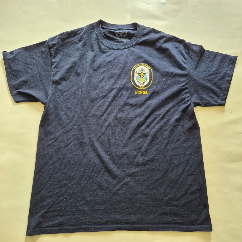Gildan USS Milwaukee LCS 5 Fleet Week Navy Blue T-Shirt Mens XL FCPOA Badger